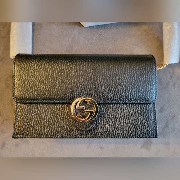 Authentic Gucci Interlocking G Bag Chain Wallet Crossbody + BOX - Picture 6 of 15